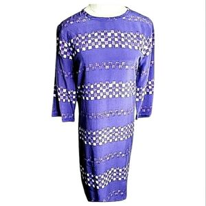 Equipment Femme Med Shift Dress Silk Colorblock Geometric Jewel Mixed Pattern